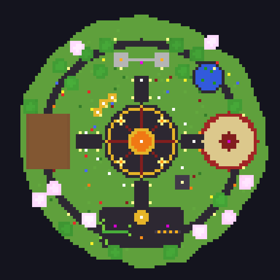 Top-down map of the lobby island
